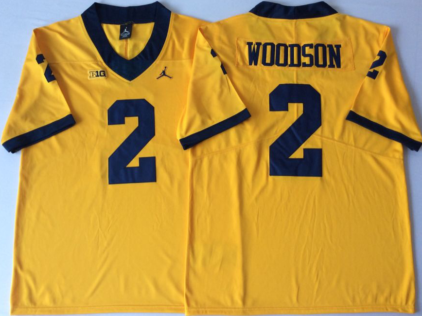 Men's Michigan Wolverines Charles Woodson #2 Yellow Alumni Jersey